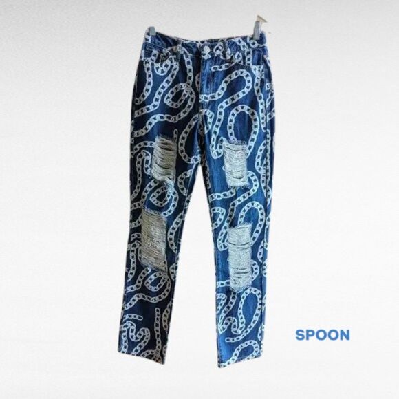 NWT Spoon Jeans distressed straight leg jeans Sz 5 - Picture 1 of 11
